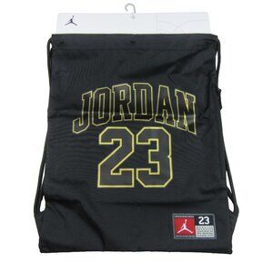 Jordan 23 Jersey Drawstring Gym Sack Bag Black Gold NEW